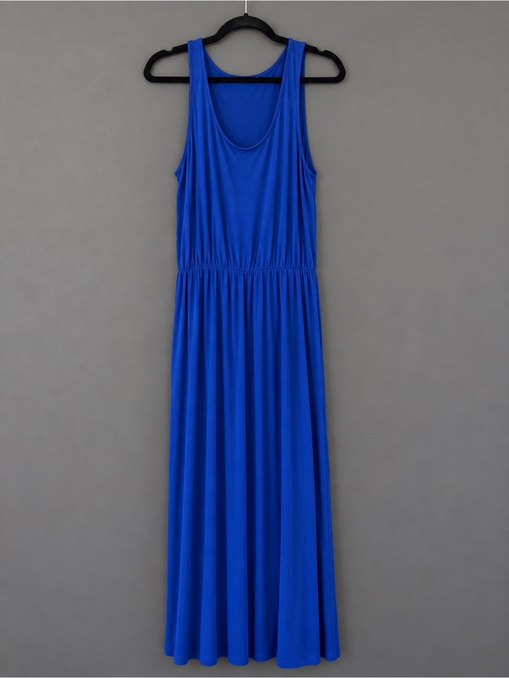 Sleeveless Royal Blue Maxi Dress with Gathered Waist